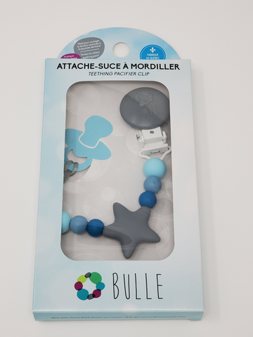 Attache-Suce Bulle Étoile Grise/bleu sur bleu